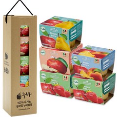 네츄럴누바 유기농 생과일 퓨레 사과배 200g + 사과 200g + 복숭아 200g + 딸기 200g x 2p 선물세트, 사과배, 사과, 복숭아, 딸기, 1세트