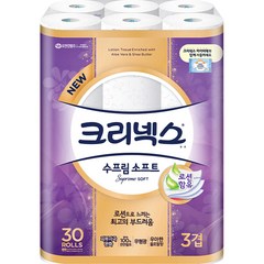 크리넥스 천연펄프 3겹 수프림소프트 30m, 30롤, 1팩