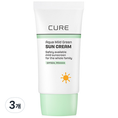 김정문알로에 아쿠아 마일드 그린 선크림 SPF50+ PA++++, 40ml, 3개