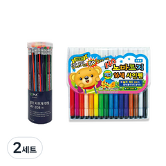 코마 삼각 지우개 연필 SG-208 48p + 지구화학 노마르지 16색 사인펜, 혼합색상, 2세트