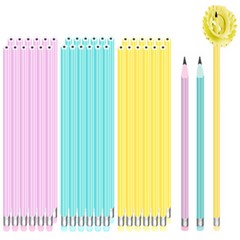 영아트 플라워 연필 HB 3종 x 12p 세트, 핑크, 블루, 옐로우, 1세트