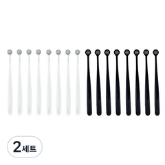 생활소담 미세모 원형 칫솔 화이트 8p + 블랙 8p, 2세트