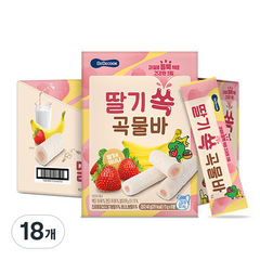 베베쿡 딸기 쏙 곡물바 8p, 딸기맛, 40g, 18개