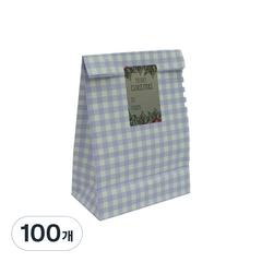 체크 페이퍼백 선물 포장봉투, 바이올렛, 100개