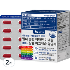 JW중외제약 이뮨 올인원 23종 멀티 종합 비타민 미네랄 플러스 칼슘 마그네슘 영양제 90정, 2박스