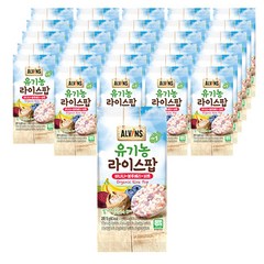 엘빈즈 유기농 라이스팝 과자, 바나나 + 블루베리 + 비트 혼합맛, 15g, 30개입