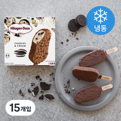 하겐다즈 쿠키앤크림 아이스크림바 (냉동), 80ml, 15개입