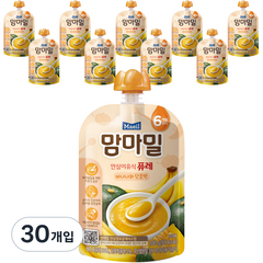 맘마밀 안심 이유식 퓨레 6개월부터, 바나나 + 단호박 혼합맛, 30개입, 100g