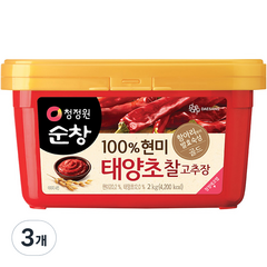 청정원순창 100% 현미 태양초 찰고추장, 2kg, 3개