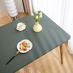 보나라온 방수 식탁 테이블 가죽 커버, 05 다크그린, 70 x 130 cm