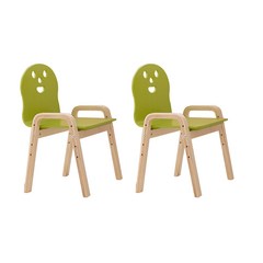 토리 원목 높이조절 어린이 오리지널 의자 2p, 연두, 연두