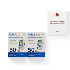 포라 G11 개인용 체외진단 혈당시험지 50p x 2개 + 바른케어 채혈침 30G 100p 세트, 1세트