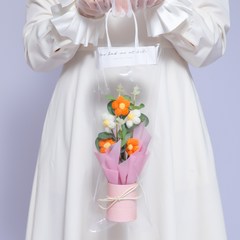 끌레샤 뜨개질꽃 미니 선물 꽃다발 + 쇼핑백, 04 주황색, 1개