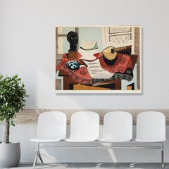 백앤아트 파블로 피카소의 만돌린 명화 인테리어 캔버스 그림 액자, 혼합색상