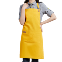 올하이 바리스타 카페 포켓수납 데님 앞치마 65 x 78 cm, 옐로우, 1개