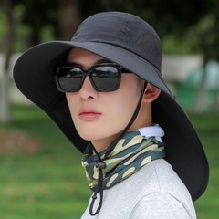 따봉오빠 남성 뒷목 햇빛가리개 등산 낚시 통기성 모자 RDB010, 블랙