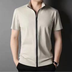 남자 반팔 티셔츠 남성 머슬릿 반팔티 뉴 여름 브랜드 디자이너 탑 트렌디한 멋진 지퍼 단색 캐주얼 패션 의류
