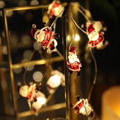 당일출고) LED 크리스마스 파티 장식 조명 건전지 캐릭터 데코 와이어 줄 트리 전구 산타 눈사람 루돌프 종 (깜빡임 기능o), 와이어 산타 20p(+AA건전지 4개)