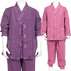 [한정특가] 매듭우리옷 MJ302 아동용 면 브이넥 쓰리피스 조끼+저고리+바지 생활한복 개량한복