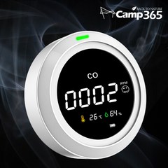 캠프365 캠핑 휴대용 일산화탄소 경보기 제로씨오 USB 충전식 30시간 사용 / 측정기 감지기 캠핑용 캠핑 난방 안전 용품, 화이트, 1개