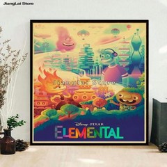 엘리멘탈 포스터 엘레멘탈 영화 프린트 캐릭터 향수 홈 카페 빈티지 침실 페인팅