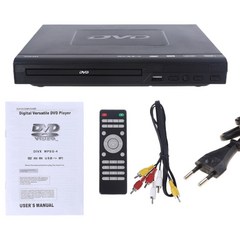 DVD 플레이어 업 스케일링 1080p 모든 지역 DVD 플레이어 홈 AV 출력 USB 멀티미디어 플레이어 기능, 검은 색