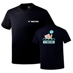 빅터 티셔츠 남녀공용 배드민턴상의 블랙 V231RT-5340U