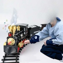 기차 트랙 모형 철도 장난감 세트 증기기관차 어린이, 알로이 기본 모델181×78cm 5량객차세트