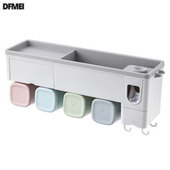DFMEI 4개입 벽걸이 세면 서랍 수납 칫솔 홀더 세트 치약 가글 컵, 4개 세트, 4개
