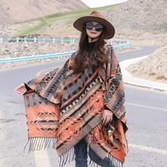 몽골판초 대북서 쓰촨 초원 여행 내몽골 여행 착용 목도리 망토 이국적인 망토 태양 보호 여성 사진 여름