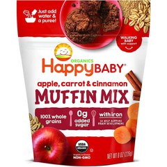 Happy Baby Muffin Mix 해피베이비 머핀 믹스 애플 캐롯 시나몬 8oz 226g 4팩, 4개