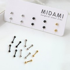 미다미 [10P세트] 포인트 기본베이직 바벨볼 피어싱세트(3mm 4mm /2type)
