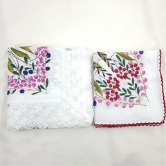 레이스 앞치마 꽃 패턴 페이즐리 에티켓 손수건 스카프 2개 세트