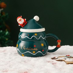 BLOWFISHFUGU 추동 머그컵 머그귀여운 눈사람 아이디어 크리스마스 컵 커플 물컵, 1개, D