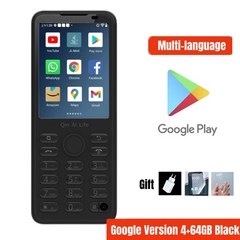 Qin F21 프로 구글 스토어 안드로이드 11 미니 휴대폰 MTK6761 3GB LTE 2.8 인치 스크린 잠금 해제 스마, 01 US Charger with Film, 04 Black 64GB Google