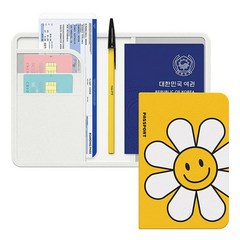 안티스키밍 여권 케이스 해킹방지 전자 RFID 차단 지갑 신여권 가죽 커버 귀여운 스마일 데이지 꽃 디자인