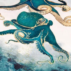해파리 키우기 금속 해양 생물 황금 고래 문어 가오리 캔버스 그림 바다 동물 포스터 벽 예술 사진 홈 장식