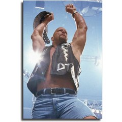 노 브랜드 스톤 콜드 스티브 오스틴 WWF WWE 캔버스 아트 포스터와 벽 사진 인쇄 현대 가족 침실 장식 포스터, with frame