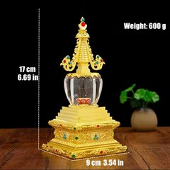 관세음보살 부처님 불상 부처님불상 티베트어 새겨진 아크릴 보석 부처님 동상 Stupa Tantric 합금 수공예, 02 17 cm