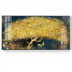 황금 돈나무 대형 액자 5종- 풍수지리인테리어 개업식선물 집들이 선물, 블랙, 2.황금돈나무와 노루-e101