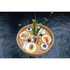 동남아 풀빌라 조식 런치 예쁜 라탄 접시 쟁반 물에뜨는, 둥근살구색(60x60x20)