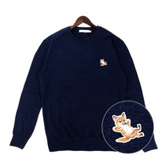 메종키츠네 23SS (KM00501KT1036 NAVY MELANGE) 남성 칠랙스 니트