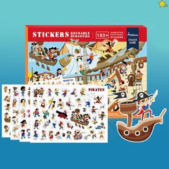 스티커북 해적 스티커 놀이 장난감 게임 유아 아기 어린이 어린이집 유치원 생일 선물