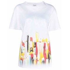 [로에베] 22SS 여성 캔들프린팅 티셔츠 화이트 S540Y22X18 9990