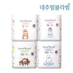 네추럴블라썸 울트라슬림 비건기저귀 (밴드형/팬티형) 4팩, 밴드NB 신생아용 30매X 4팩