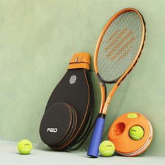 [아이언티샷] 테니스 리턴볼 세트 고급형 1인 트레이닝 셀프 연습 나홀로 솔로 테니스, 오렌지, 1세트