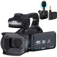 YouTube 촬영용 4K UHD 64MP 스트리밍 비디오 카메라 캠코터, 4K카메라 + 무선마이크
