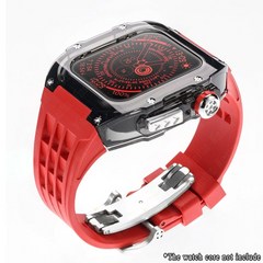 애플워치리차드밀 애플워치일체형스트랩 Apple Watch Ultra 49mm 케이스 수정 키트 불소 고무 시계 밴드 IWatch Series 8 7 6 5 4 SE 금속 버클, 54.RBTr-S+49mm+Fluororubber