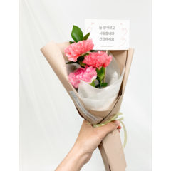 [메시지카드]카네이션 생화 미니 한손 꽃다발 5월 어버이날 스승의 날 꽃배달, 카네이션 미니 핑크