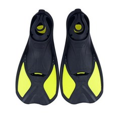 오리발숏핀 오리발 스티커 롱핀 물갈퀴 유연한 편안한 다이빙 수영 용수영 핀잠수형 발용 수상 스포츠1 쌍, XL, 01 Black Yellow